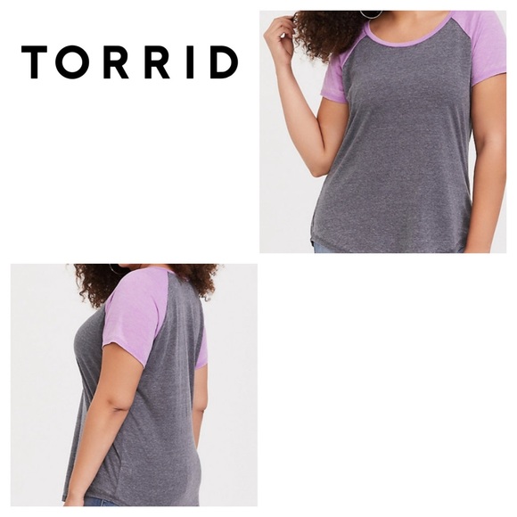 torrid Tops - TORRID Purple and Grey raglan short sleeve tee NWT